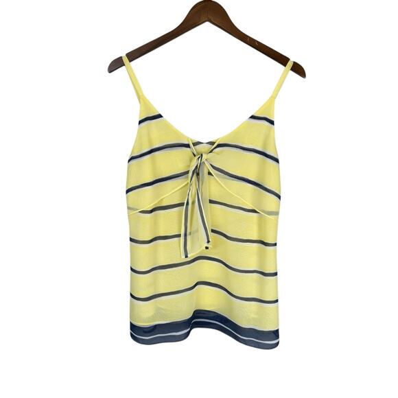 Cabi 5207 Rivera Lights Yellow Stripe Knot Chiffon Layering Cami Tank Blouse - Picture 8 of 12